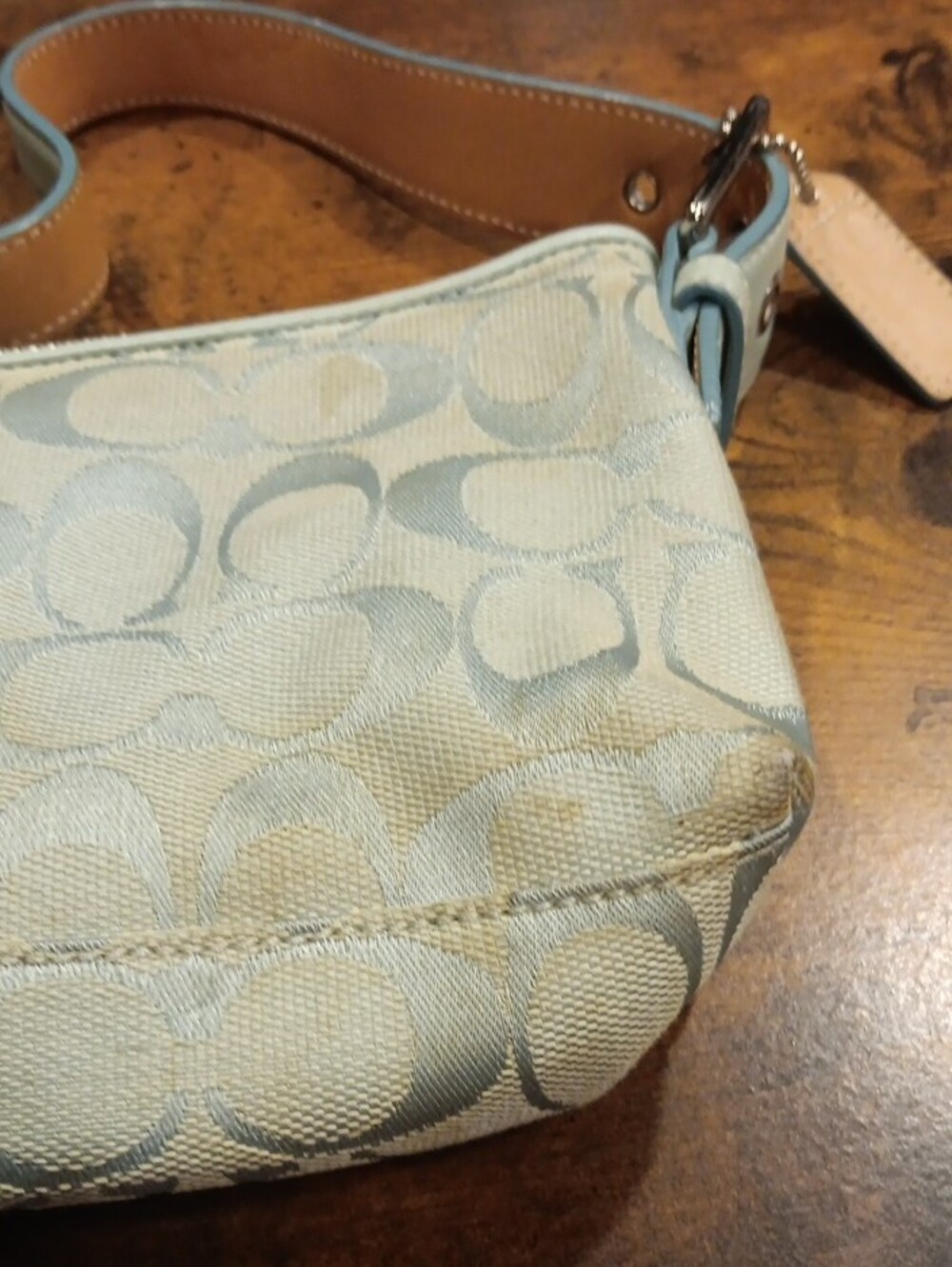 Vintage Y2K Coach Hamptons Signature Demi Pouch Bag - Ice Blue 6371 - Picture 9 of 9